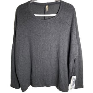 REWASH Medium Grey Top Size Large Dropped Shoulder Relaxed Fit New With Tags